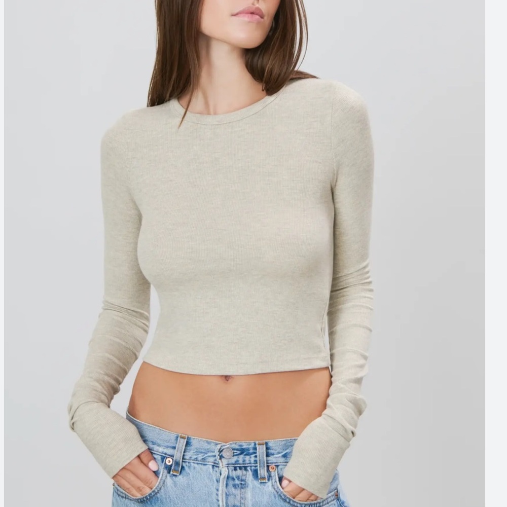Mojito Cream Brown Long Sleeve Cropped Sweater